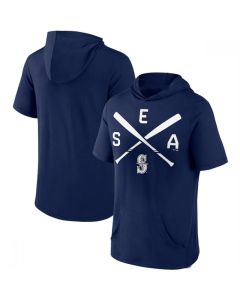 Men's Seattle Mariners Navy Short Sleeve Pullover Hoodie (Navy)