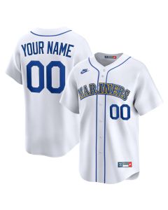 Men's Seattle Mariners Nike White Throwback Cooperstown Collection Limited Custom Jersey (White)