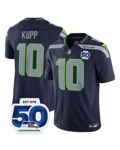 Men's Seattle Seahawks #10 Cooper Kupp Navy 2025 F.U.S.E. 50th Anniversary Patch Vapor Untouchable Limited Stitched Football Jersey (Navy)