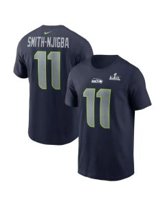 Men's Seattle Seahawks #11 Jaxon Smith-Njigba College Navy Super Bowl LX Patch Name & Number T-Shirt