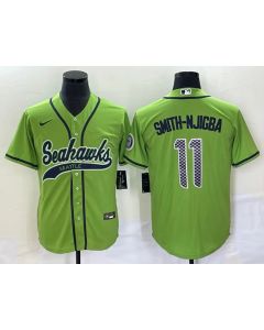 Men's Seattle Seahawks #11 Jaxon Smith-Njigba Green With Patch Cool Base Stitched Baseball Jersey