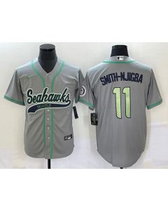 Men's Seattle Seahawks #11 Jaxon Smith-Njigba Grey With Patch Cool Base Stitched Baseball Jersey (Grey)