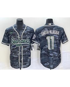 Men's Seattle Seahawks #11 Jaxon Smith-Njigba Grey With Patch Cool Base Stitched Baseball Jersey