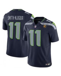 Men's Seattle Seahawks #11 Jaxon Smith-Njigba Navy 2023 F.U.S.E. With John Madden Patch Vapor Limited Stitched Football Jersey