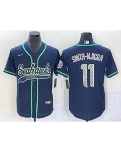 Men's Seattle Seahawks #11 Jaxon Smith-Njigba Navy With Patch Cool Base Stitched Baseball Jersey