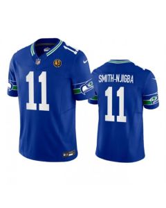 Men's Seattle Seahawks #11 Jaxon Smith-Njigba Royal 2023 F.U.S.E. Throwback With John Madden Patch Vapor Limited Stitched Football Jersey