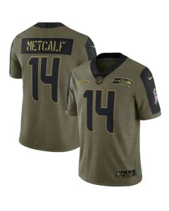 Men's Seattle Seahawks #14 D.K. Metcalf 2021 Olive Salute To Service Limited Stitched Jersey