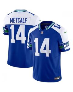 Men's Seattle Seahawks #14 D.K. Metcalf Royal 2023 F.U.S.E. Throwback Vapor Limited Stitched Football Jersey