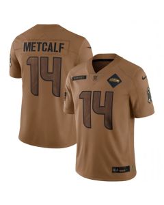 Men's Seattle Seahawks #14 DK Metcalf 2023 Brown Salute To Service Limited Stitched Football Jersey