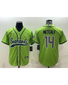 Men's Seattle Seahawks #14 DK Metcalf Green With Patch Cool Base Stitched Baseball Jersey