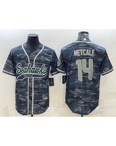 Men's Seattle Seahawks #14 DK Metcalf Grey Camo With Patch Cool Base Stitched Baseball Jersey