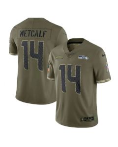 Men's Seattle Seahawks #14 DK Metcalf Olive 2022 Salute To Service Limited Stitched Jersey