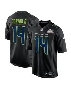 Men's Seattle Seahawks #14 Sam Darnold Black Super Bowl LX Patch Carbon Fashion Game Jersey (Black)