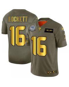 Men's Seattle Seahawks #16 Tyler Lockett 2019 Olive/Gold Salute To Service Limited Stitched NFL Jersey