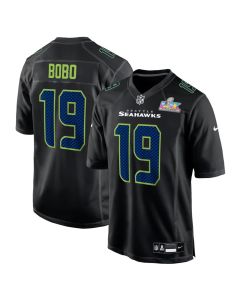 Men's Seattle Seahawks #19 Jake Bobo Black Super Bowl LX Patch Carbon Fashion Game Jersey