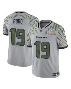 Men's Seattle Seahawks #19 Jake Bobo Gray Super Bowl LX Rivalries Collection F.U.S.E. Vapor Limited Stitched Jersey