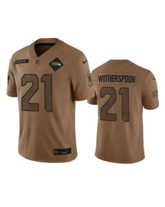 Men's Seattle Seahawks #21 Devon Witherspoon 2023 Brown Salute To Service Limited Stitched Football Jersey