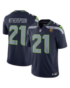 Men's Seattle Seahawks #21 Devon Witherspoon Navy 2023 F.U.S.E. With John Madden Patch Vapor Limited Stitched Football Jersey