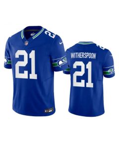 Men's Seattle Seahawks #21 Devon Witherspoon Royal 2023 F.U.S.E. Vapor Limited Throwback Stitched Jersey