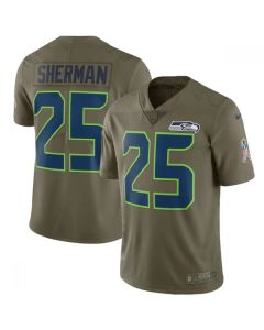 Men's Seattle Seahawks #25 Richard Sherman Olive Salute To Service Limited Stitched NFL Jersey