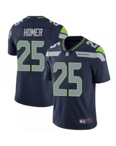 Men's Seattle Seahawks #25 Travis Homer Navy Vapor Untouchable Limited Stitched Jersey