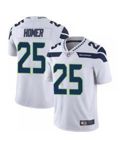 Men's Seattle Seahawks #25 Travis Homer White Vapor Untouchable Limited Stitched Jersey
