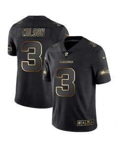 Men's Seattle Seahawks #3 Russell Wilson 2019 Black Gold Edition Stitched NFL Jersey