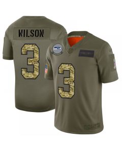 Men's Seattle Seahawks #3 Russell Wilson 2019 Olive/Camo Salute To Service Limited Stitched NFL Jersey