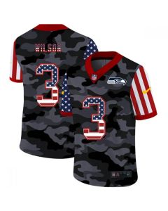 Men's Seattle Seahawks #3 Russell Wilson 2020 Camo USA Flag Limited Stitched Jersey