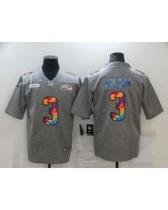 Men's Seattle Seahawks #3 Russell Wilson 2020 Grey Crucial Catch Limited Stitched Jersey