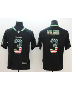 Men's Seattle Seahawks #3 Russell Wilson Black 2018 USA Flag Color Rush Limited Fashion NFL Stitched Jersey