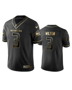 Men's Seattle Seahawks #3 Russell Wilson Black 2019 Golden Edition Limited Stitched NFL Jersey