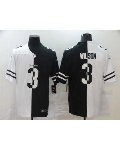 Men's Seattle Seahawks #3 Russell Wilson Black & White Split Limited Stitched Jersey