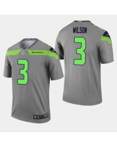 Men's Seattle Seahawks #3 Russell Wilson Gray Inverted Legend Jersey