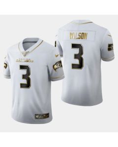 Men's Seattle Seahawks #3 Russell Wilson White 2019 100th Season Golden Edition Limited Stitched NFL Jersey