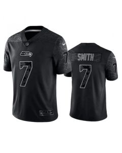 Men's Seattle Seahawks #7 Geno Smith Black Reflective Stitched Jersey