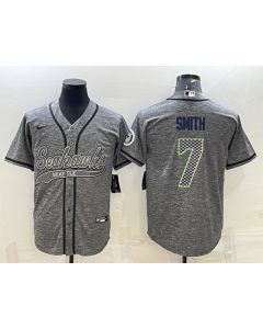 Men's Seattle Seahawks #7 Geno Smith Grey With Patch Cool Base Stitched Baseball Jersey