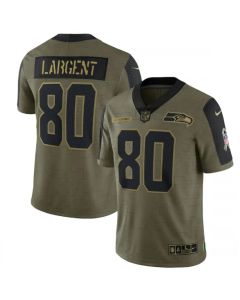 Men's Seattle Seahawks #80 Steve Largent 2021 Olive Salute To Service Limited Stitched Jersey