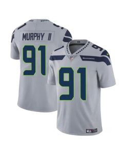 Men's Seattle Seahawks #91 Byron Murphy II Grey 2024 Draft Vapor Limited Stitched Football Jersey