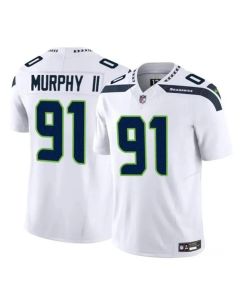 Men's Seattle Seahawks #91 Byron Murphy II White 2024 Draft F.U.S.E Vapor Limited Stitched Football Jersey