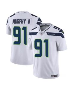 Men's Seattle Seahawks #91 Byron Murphy II White 2024 Draft Vapor Limited Stitched Football Jersey