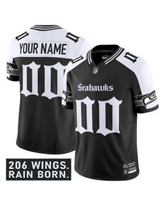 Men's Seattle Seahawks Active Player Custom Black Alternate 2025 F.U.S.E. 'Gothic Rain City Shadows Edition' Vapor Limited Stitched Football Jersey (Black)