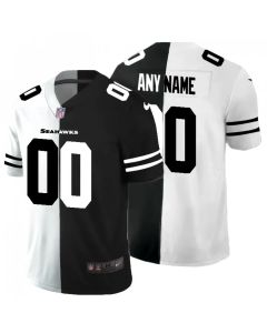Men's Seattle Seahawks ACTIVE PLAYER Custom Black & White Split Limited Stitched Jersey
