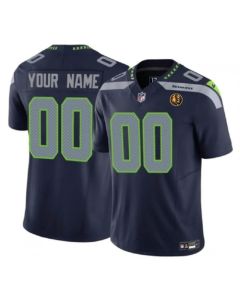 Men's Seattle Seahawks Active Player Custom Navy 2023 F.U.S.E. With John Madden Patch Vapor Limited Stitched Football Jersey