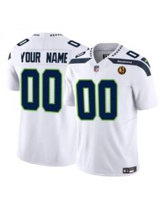 Men's Seattle Seahawks Active Player Custom White 2023 F.U.S.E. With John Madden Patch Vapor Limited Stitched Football Jersey