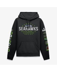 Men's Seattle Seahawks Black Super Bowl LX Champions Banner Year Hoodie (Black)