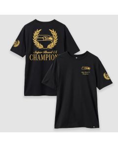 Men's Seattle Seahawks Black Super Bowl LX Champions USA 250 NFL Gold Standard T-Shirt (Black Gold)