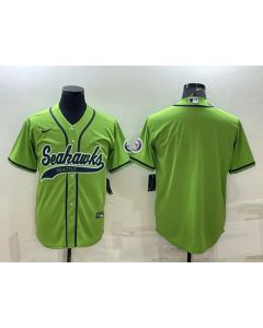 Men's Seattle Seahawks Blank Green With Patch Cool Base Stitched Baseball Jersey