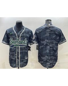 Men's Seattle Seahawks Blank Grey Camo With Patch Cool Base Stitched Baseball Jersey