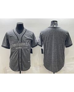 Men's Seattle Seahawks Blank Grey With Patch Cool Base Stitched Baseball Jersey